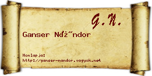 Ganser Nándor névjegykártya